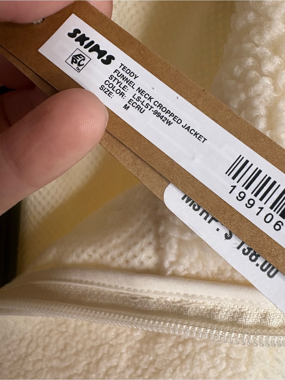 SKIMS Teddy Jacket Cropped Cream Sherpa Zip-Up Jacket❤️❤️❤️❤️ - Picture 8 of 10